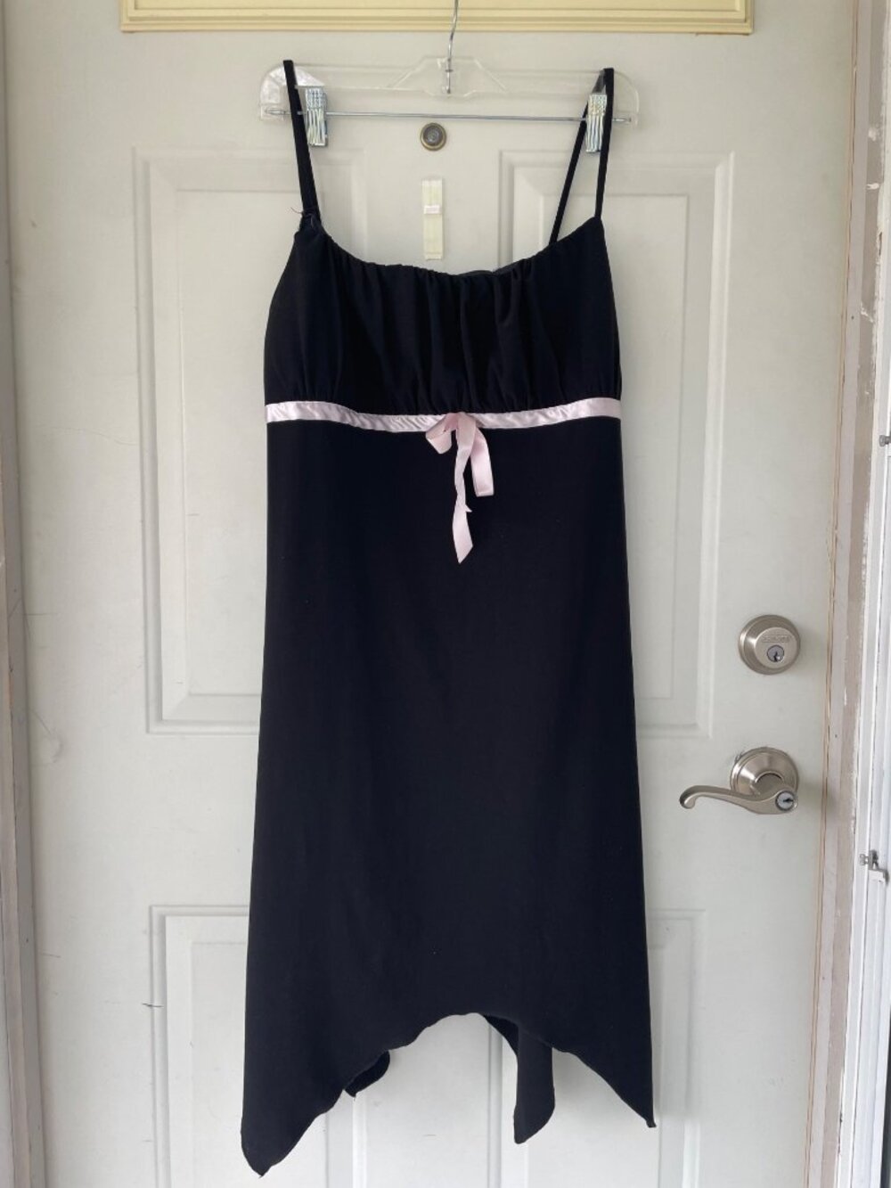 Vintage Taboo Y2K 90s Black Dress Empire Waist Handkerchief Hem L Fairy Goth